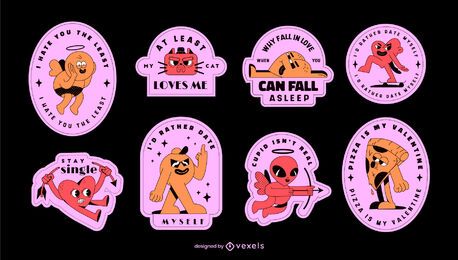 Anti valentine's day badge set