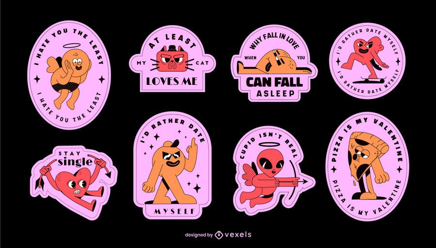 Anti valentine's day badge set Anti valentine's day badge set