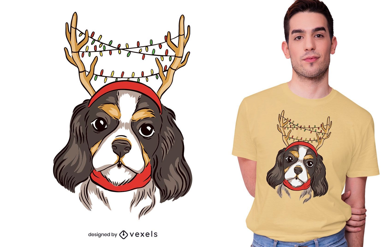 Cavalier Hund Rentier T-Shirt Design