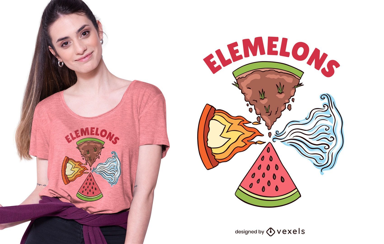 Design de camisetas com elementos de melancia
