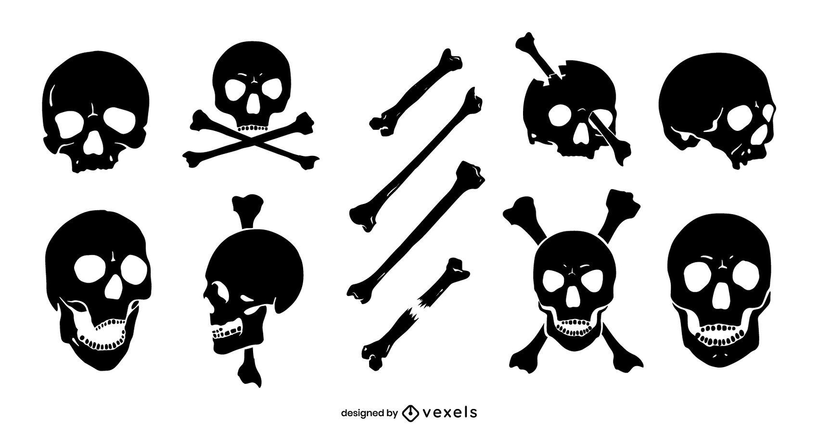 Dise?o de conjunto de silueta de calaveras