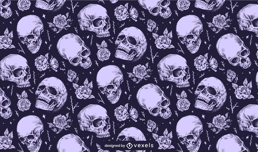 Skulls with flowers pattern design Skulls with flowers pattern design