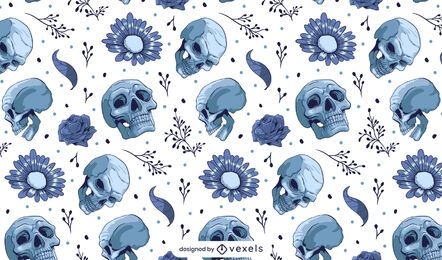 Skulls and flowers pattern design