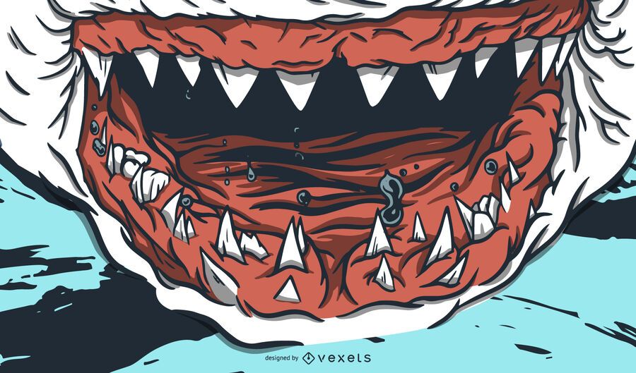 Diseño de ilustración de dientes de tiburón Diseño de ilustración de dientes de tiburón