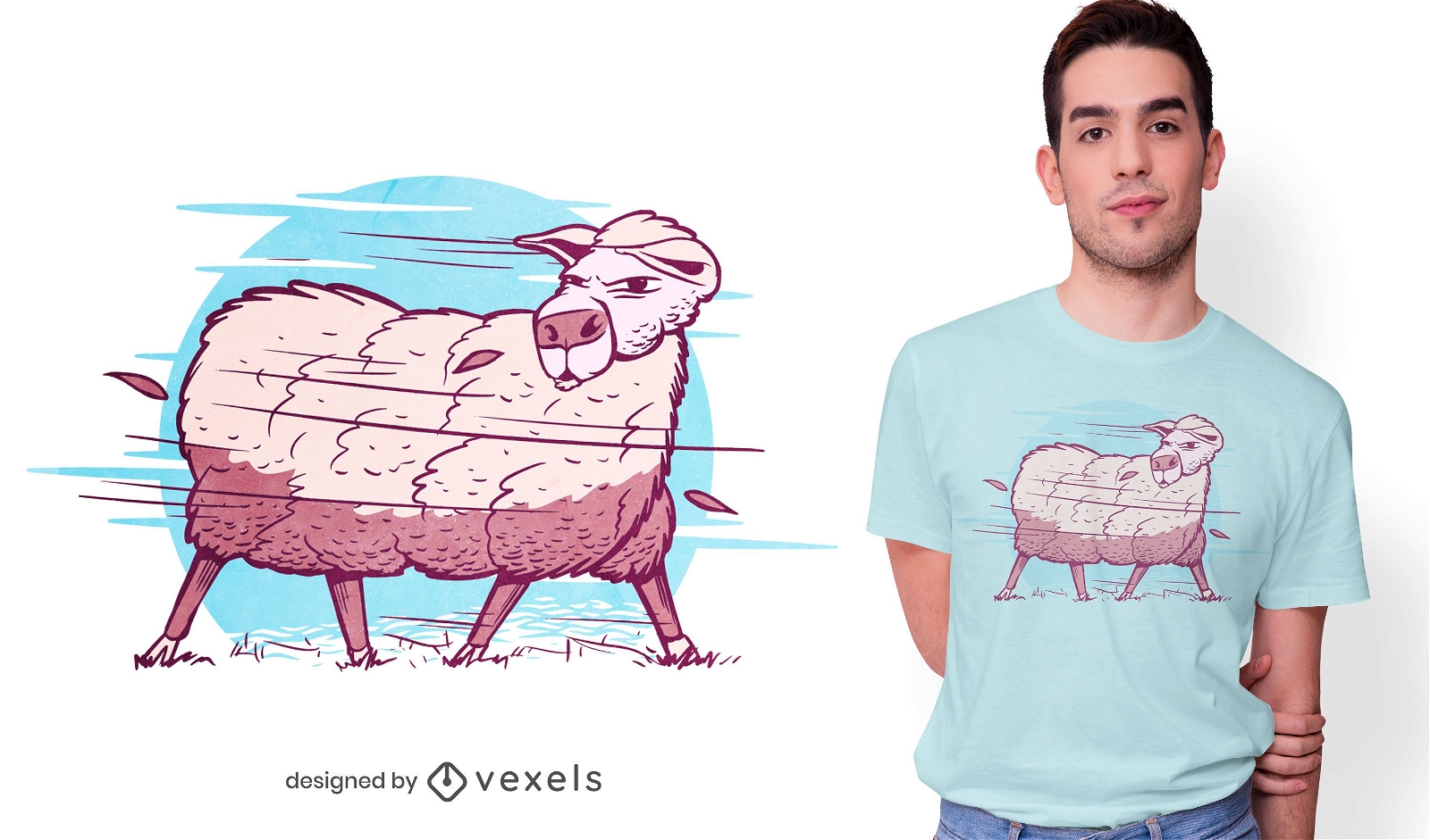 Design de camiseta de ovelhas em uma tempestade