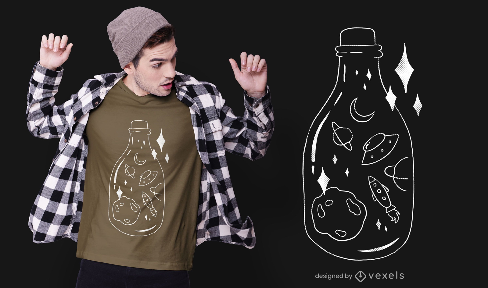 Space bottle t-shirt design