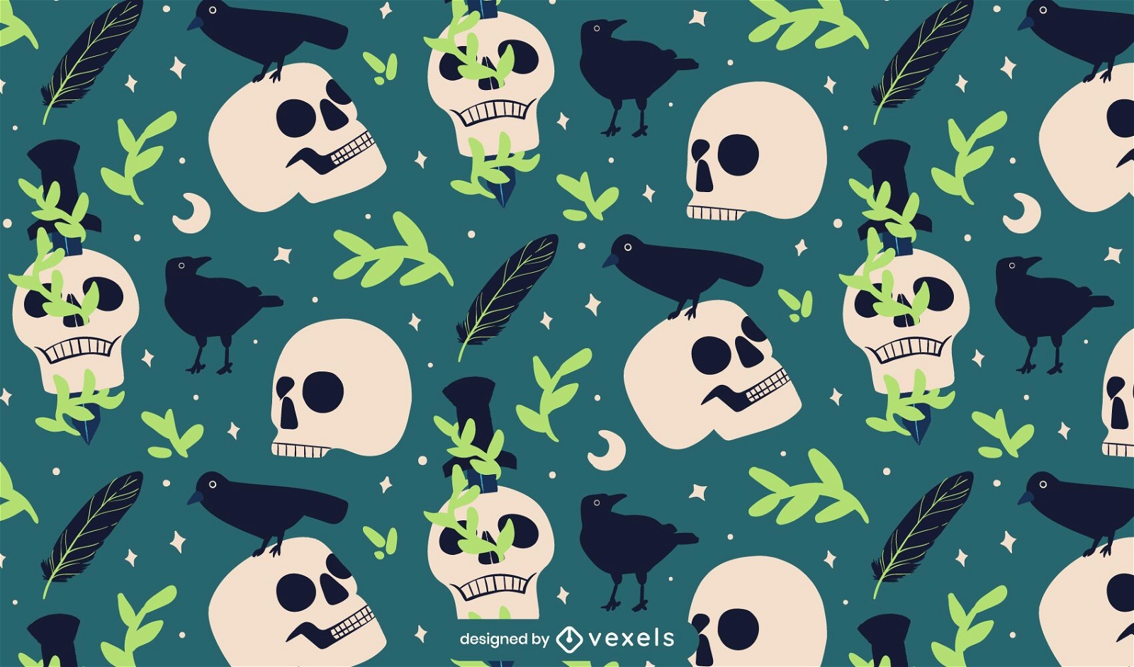 Skulls and crows pattern design