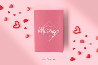 Valentines day card mockup composition