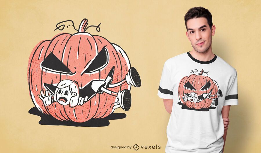 Design de camiseta para menina comendo abóbora Design de camiseta para menina comendo abóbora