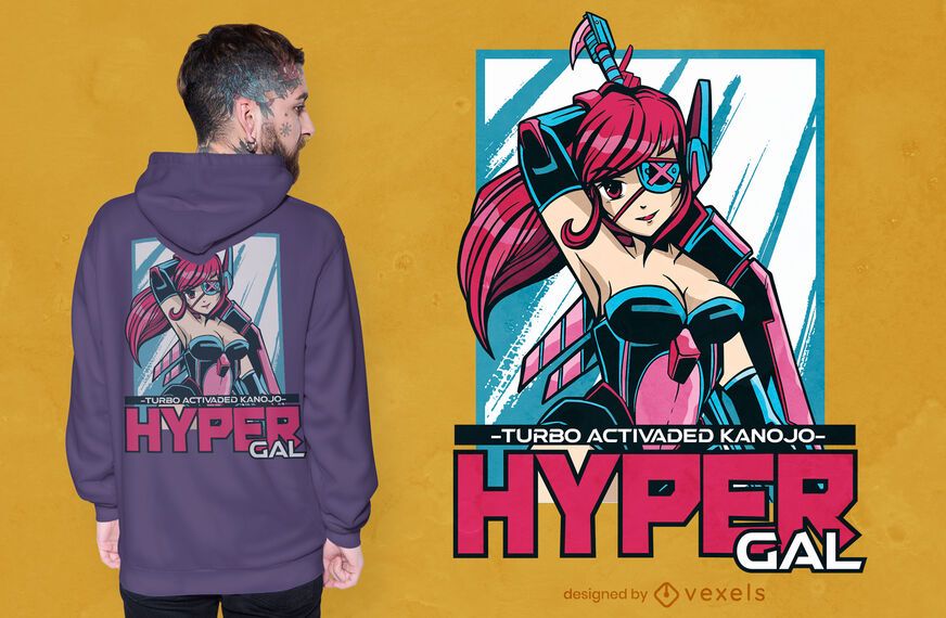 Diseño de camiseta Hyper Anime Girl Diseño de camiseta Hyper Anime Girl