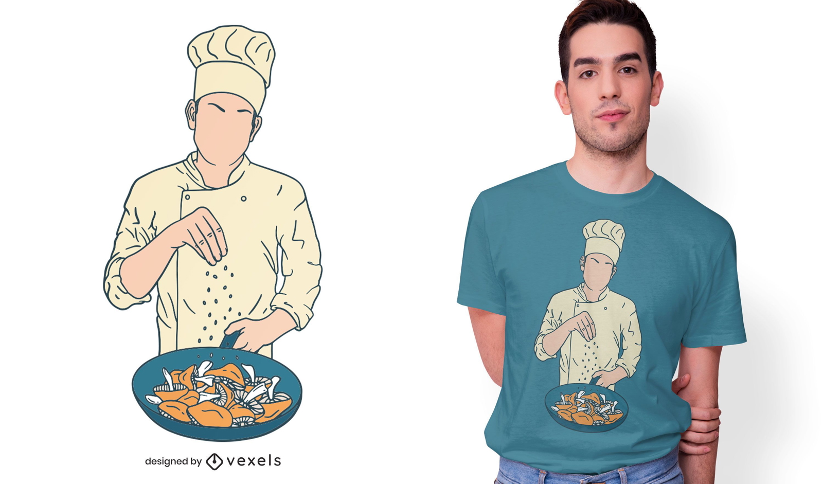 Chef salting mushrooms t-shirt design