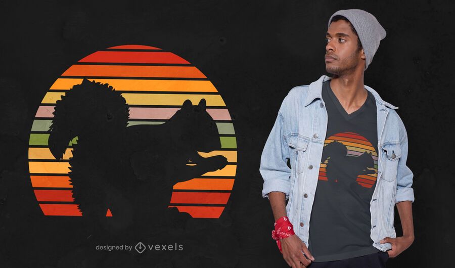 Retro squirrel silhouette t-shirt design Retro squirrel silhouette t-shirt design