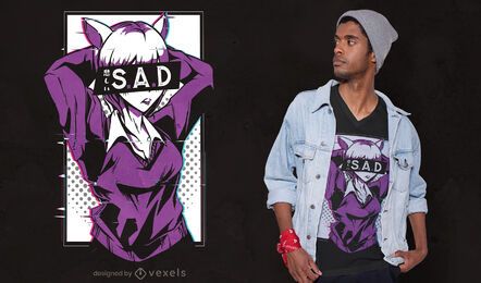 Diseño de camiseta anime sad girl Diseño de camiseta anime sad girl