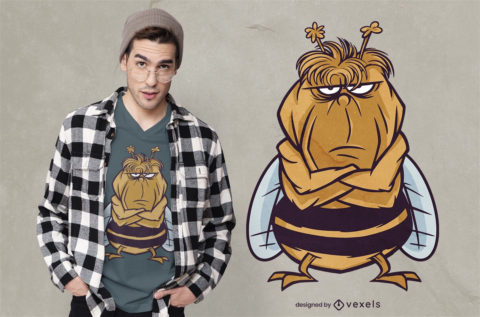 Angry bee t-shirt design