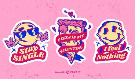 Anti valentine's sticker set