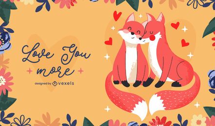 Valentine's Day Foxes Illustration Design Vector Download