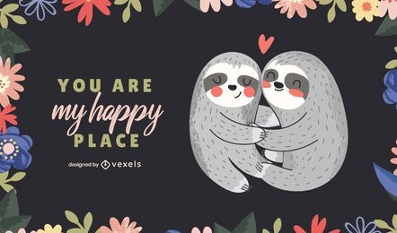Valentine's day sloths illustration design