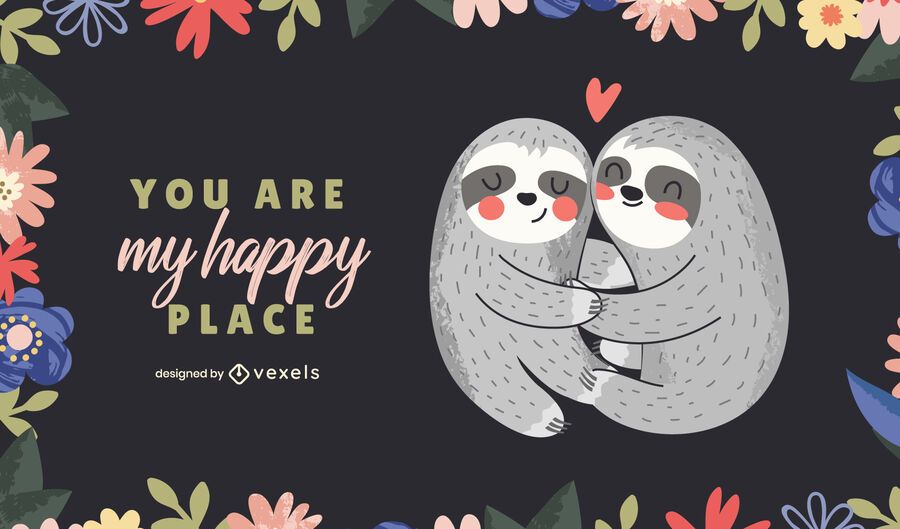 Valentine's day sloths illustration design Valentine's day sloths illustration design