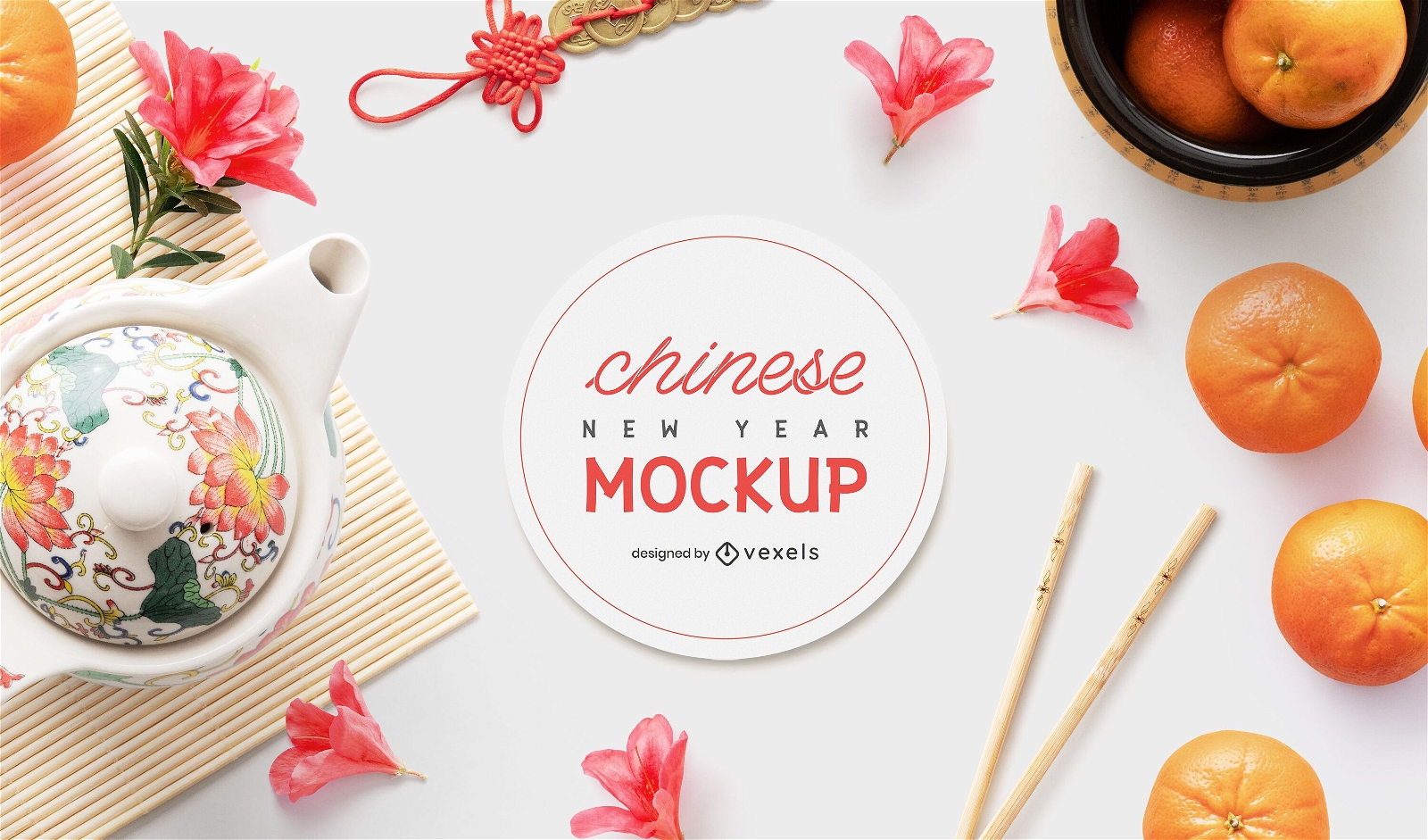 Chinese elements mockup composition