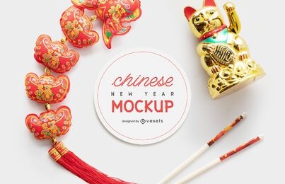 New year chinese mockup composition