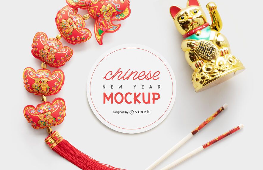Composição da maquete chinesa de ano novo Composição da maquete chinesa de ano novo