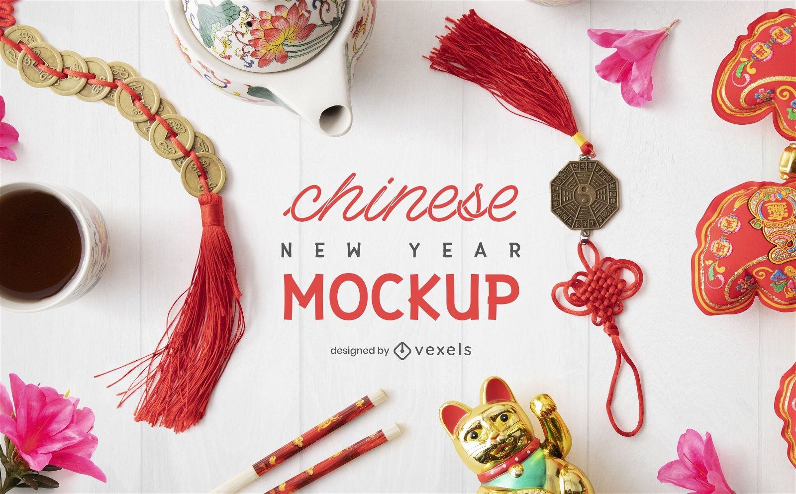 Chinese new year elements mockup