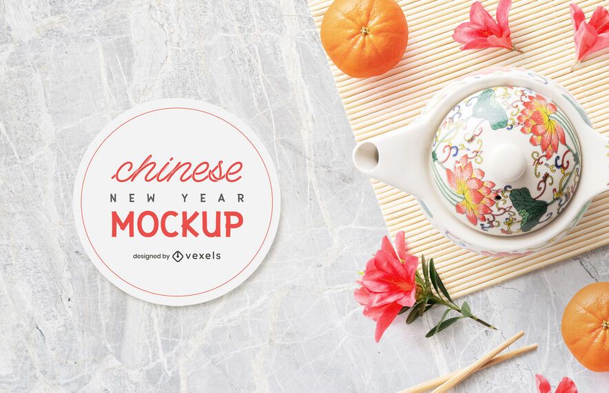 Composição de maquete de bule chinês Composição de maquete de bule chinês