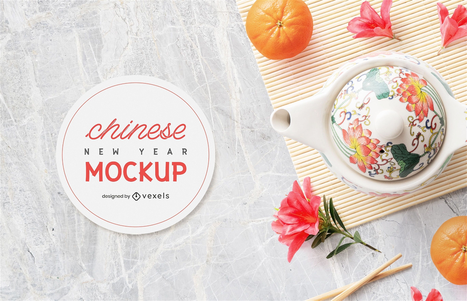 Chinese teapot mockup composition