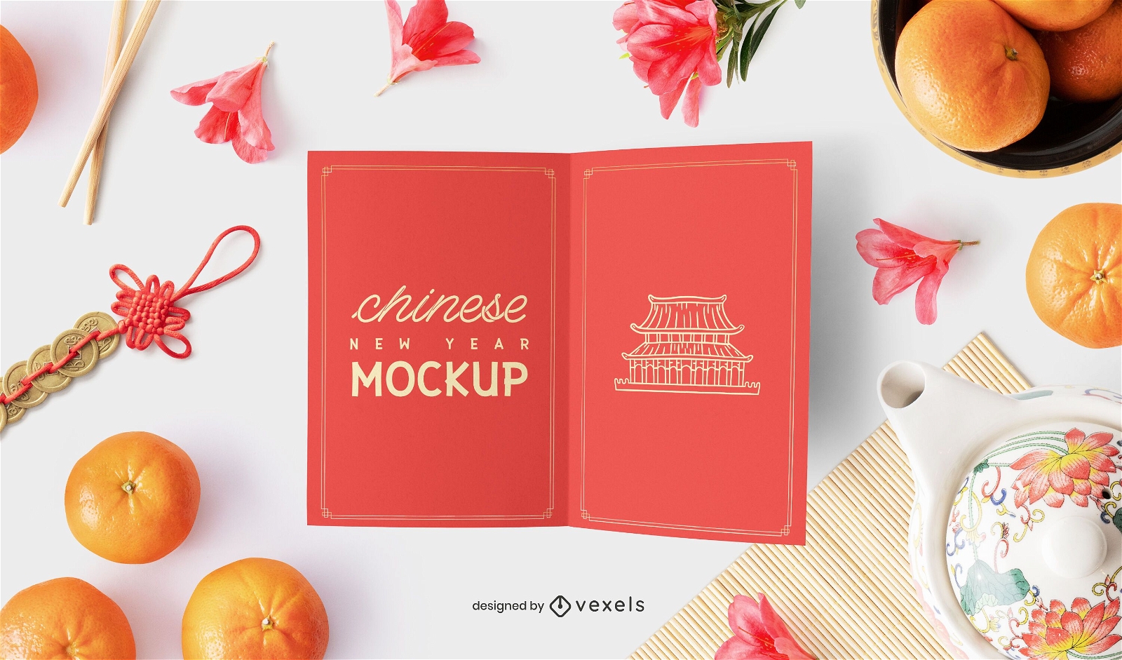 Chinese new year card mockup composition