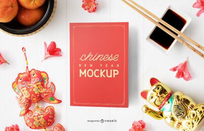 Chinese greeting card mockup composition Chinese greeting card mockup composition