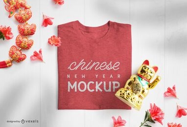 Composição da maquete de camiseta do ano novo chinês