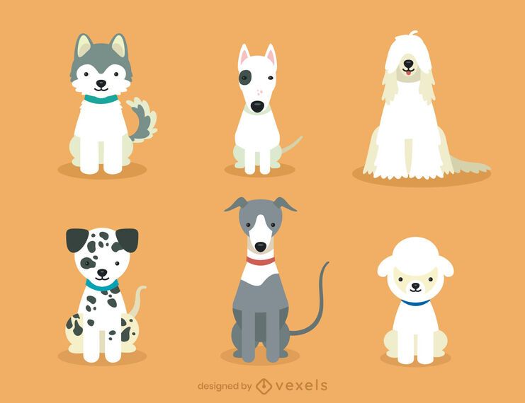 Conjunto de ilustração de raças de cães fofos Conjunto de ilustração de raças de cães fofos