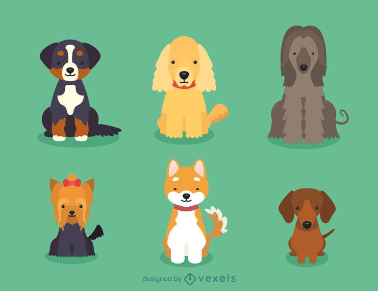Dog breed puppies illustration set Dog breed puppies illustration set