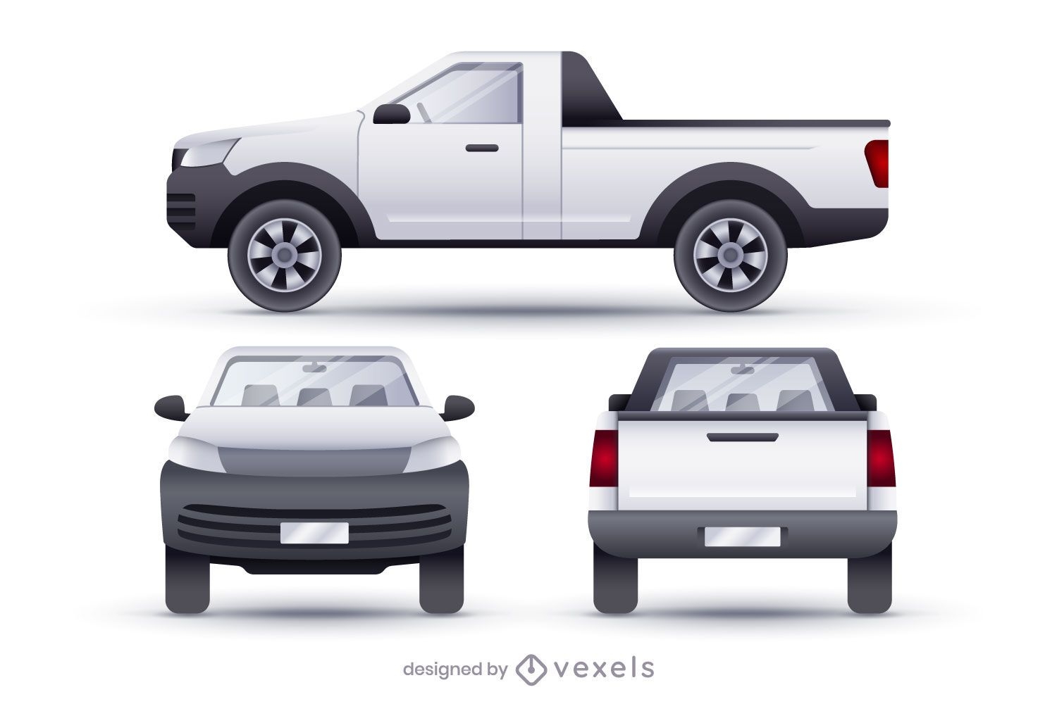 Conjunto de ilustração realista de vans pickup
