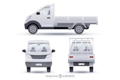Conjunto de ilustración realista de camionetas con caja abierta