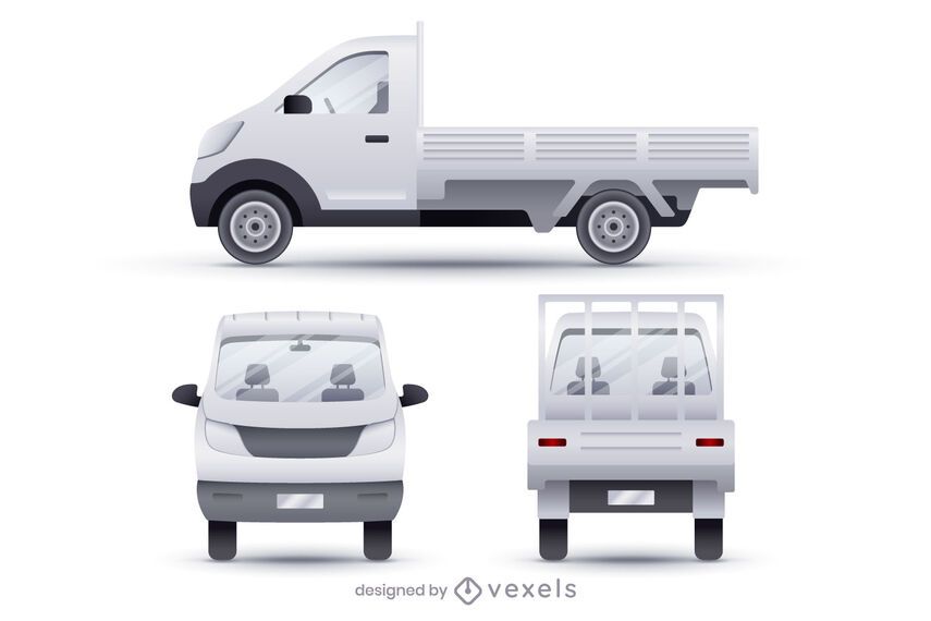 Conjunto de ilustración realista de camionetas con caja abierta Conjunto de ilustración realista de camionetas con caja abierta