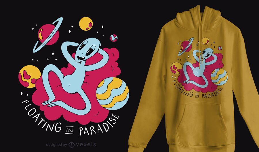Chilling alien t-shirt design Chilling alien t-shirt design