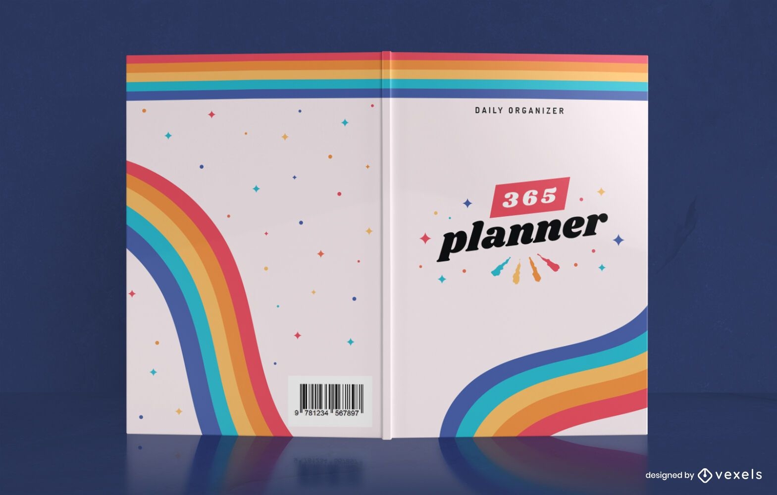Dise?o de portada de libro Rainbow Yearly Planner
