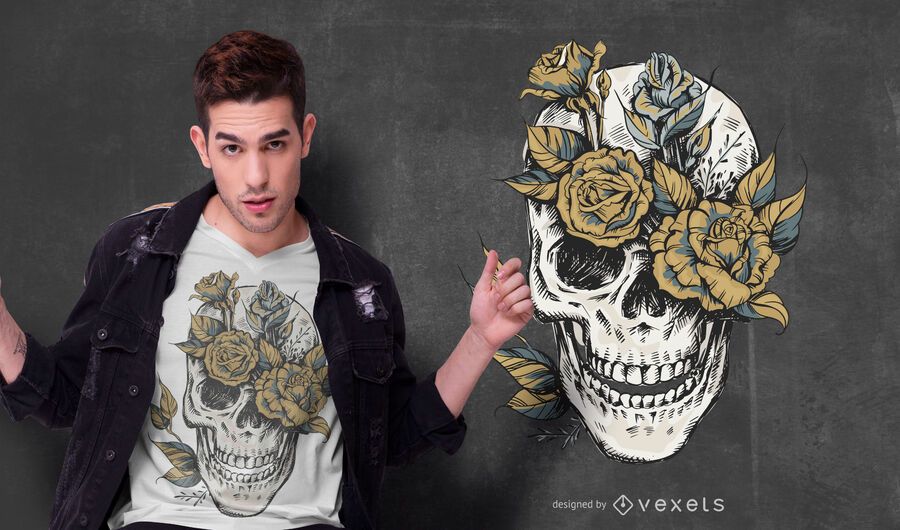 Flower skull t-shirt design Flower skull t-shirt design