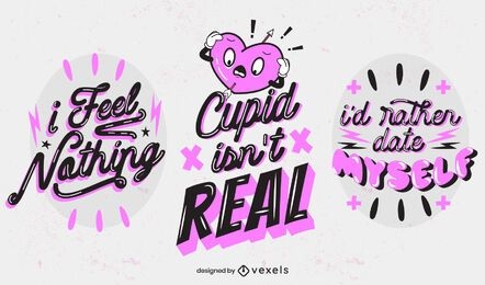 Anti valentine's day lettering set