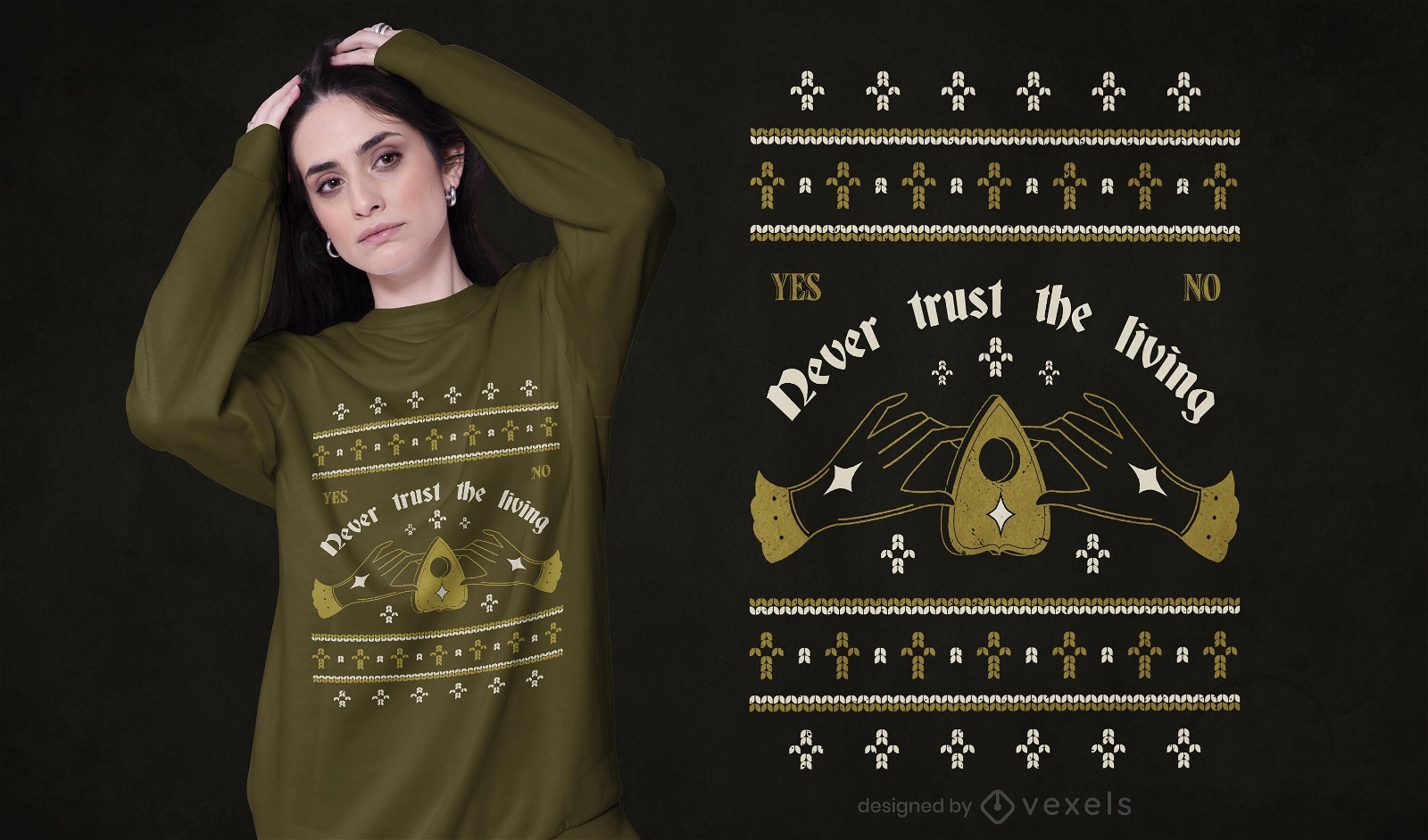 Ouija ugly sweater t-shirt design