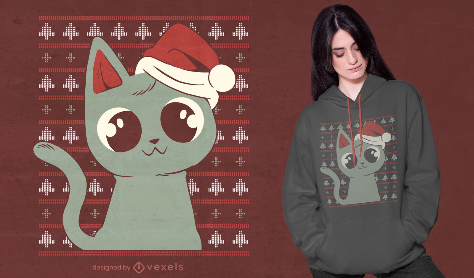 Cat ugly sweater t-shirt design