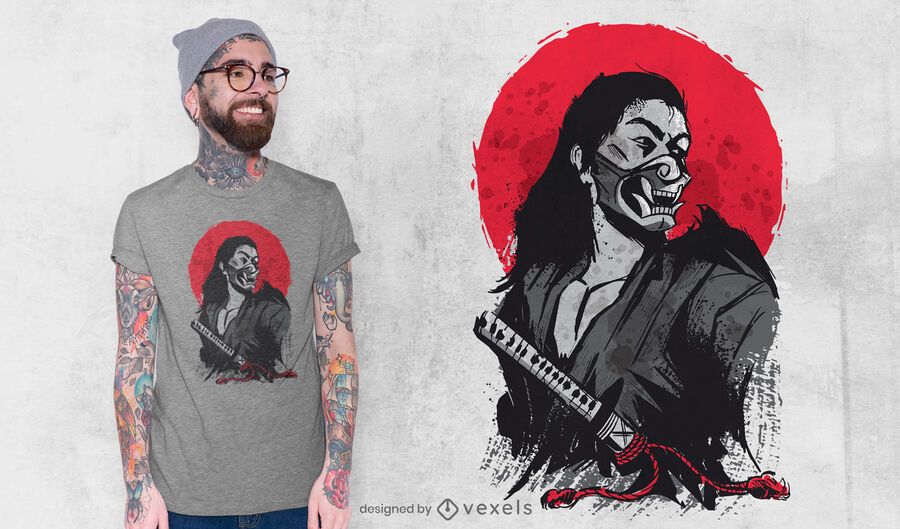 Male japanese warrior t-shirt design Male japanese warrior t-shirt design