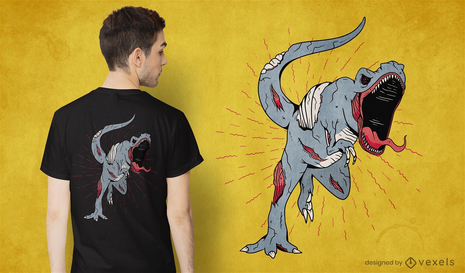 Zombie t-rex t-shirt design