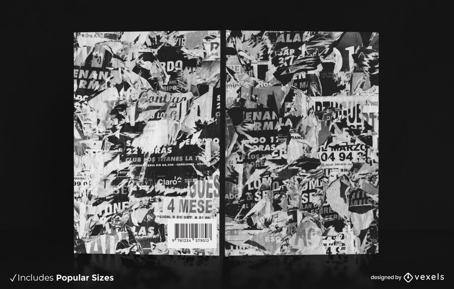 Design de capa de livro de revista rasgada Design de capa de livro de revista rasgada