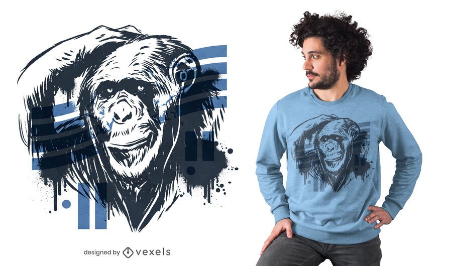 Design de t-shirt grafite de chimpanzé Design de t-shirt grafite de chimpanzé