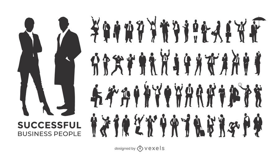 Successful business people silhouette set Successful business people silhouette set