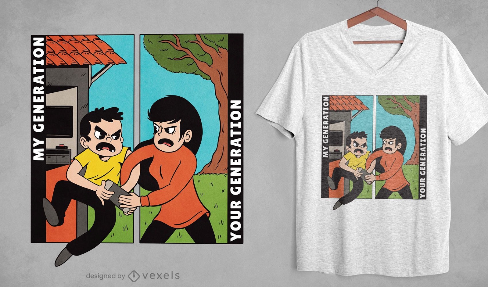 Design de camisetas de desenhos animados de geração