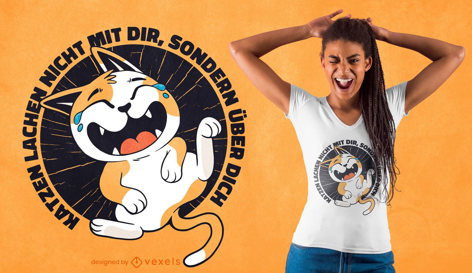 Design de camiseta com citação de gato rindo