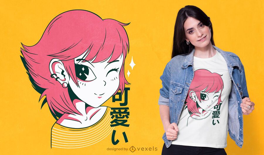 Design de camisetas para garotas de anime Kawaii Design de camisetas para garotas de anime Kawaii